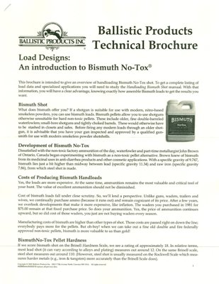 Brochure: Bismuth Shot Reloading