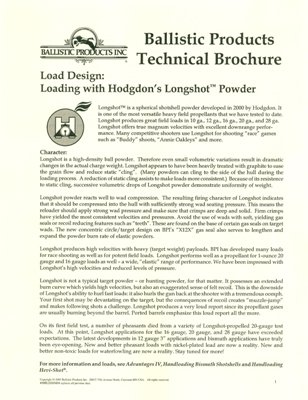 Brochure: Longshot Powder Loads