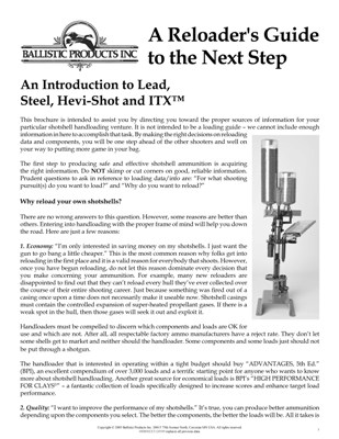 Brochure: Reloader's Guide to the Next Step