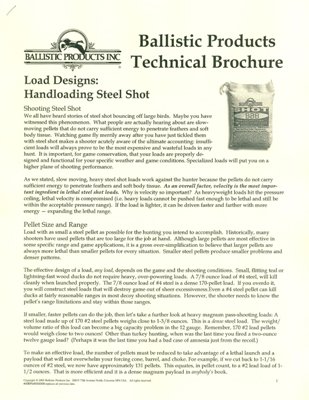 Brochure: Intro to Steel Waterfowl Loads