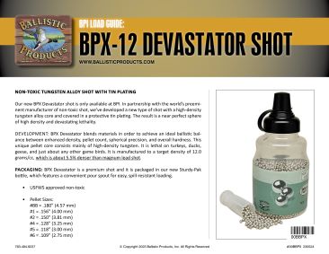 Reloading BPX-12 Devastator Shot Brochure