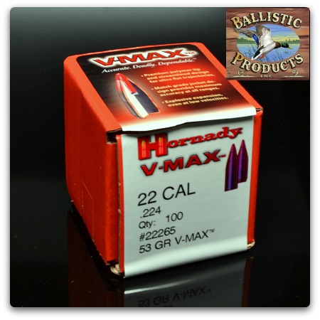 Hornady V-Max Bullets .22 cal 53gr Boat Tail (100/box)