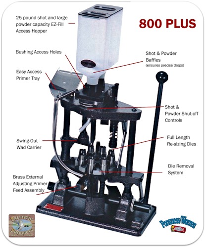 800 Plus progressive shotshell reloader w/ EZ-Seal Top Plate