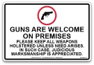BPI Guns Are Welcome Sign 18 x 12